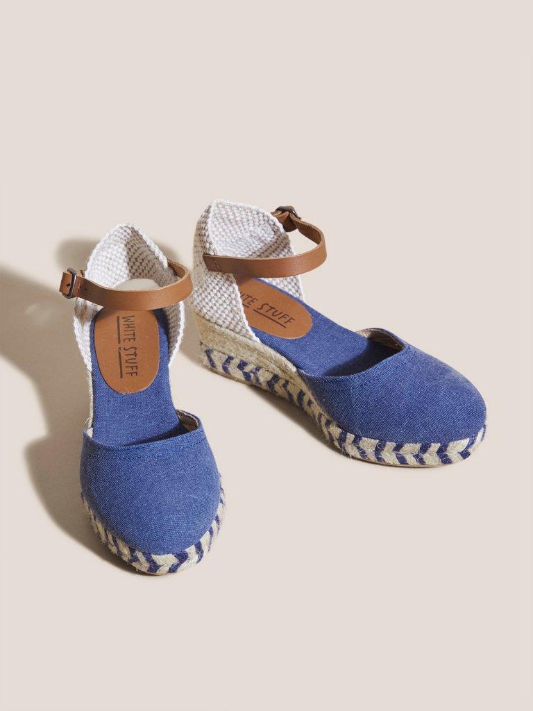 Espadrille Canvas Closed Wedge in MID DENIM - FLAT FRONT