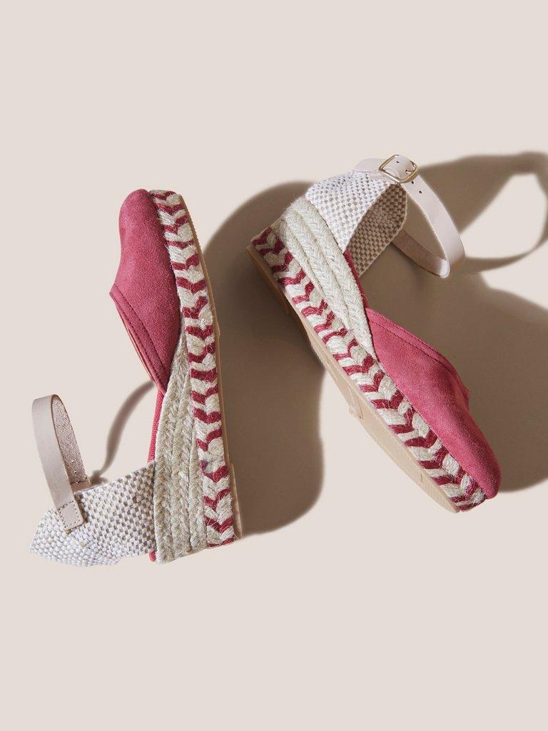 Espadrille Suede Closed Wedge in PINK MLT - FLAT BACK