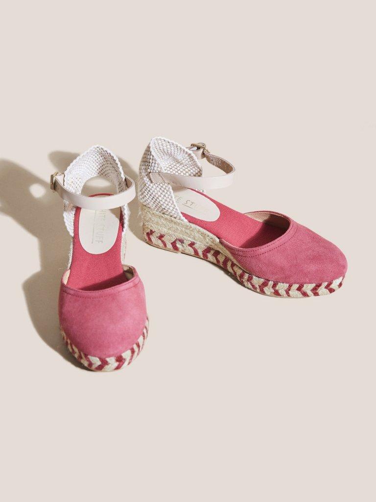 Espadrille Suede Closed Wedge in PINK MLT - FLAT FRONT