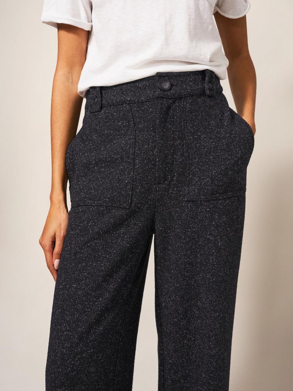Belle Tweedy Trousers in CHARC GREY - MODEL DETAIL
