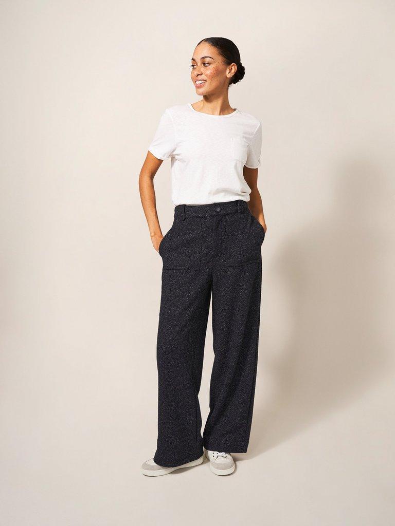 Belle Tweedy Trousers in CHARC GREY - MODEL FRONT
