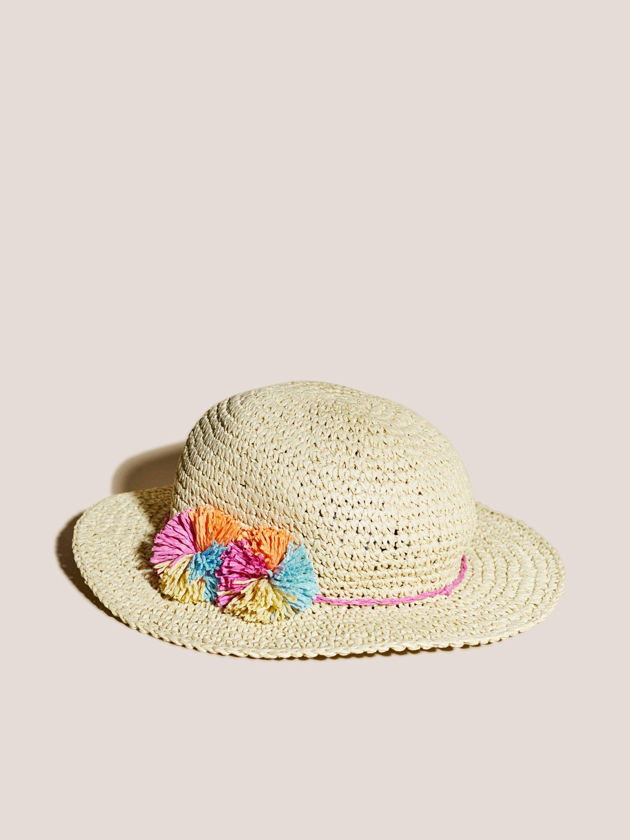 Girls Sun Hat in NAT MLT - MODEL FRONT