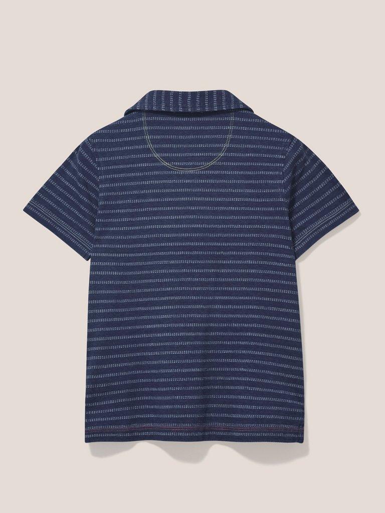 Interest Indigo Stripe Polo in INDIGO BLE - FLAT BACK