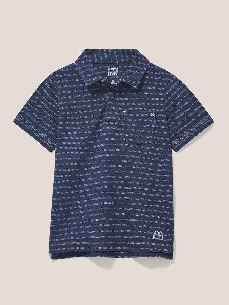 Interest Indigo Stripe Polo in INDIGO BLE - FLAT FRONT