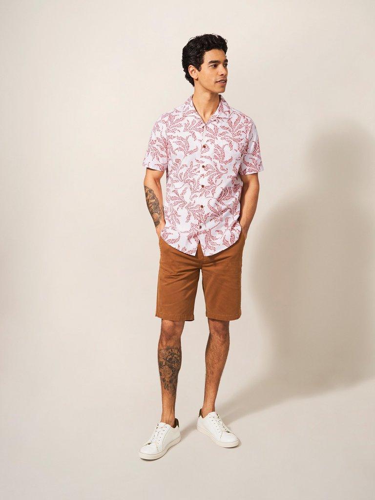 Paisley Leaf Printed Shirt in WHITE MLT - MODEL FRONT