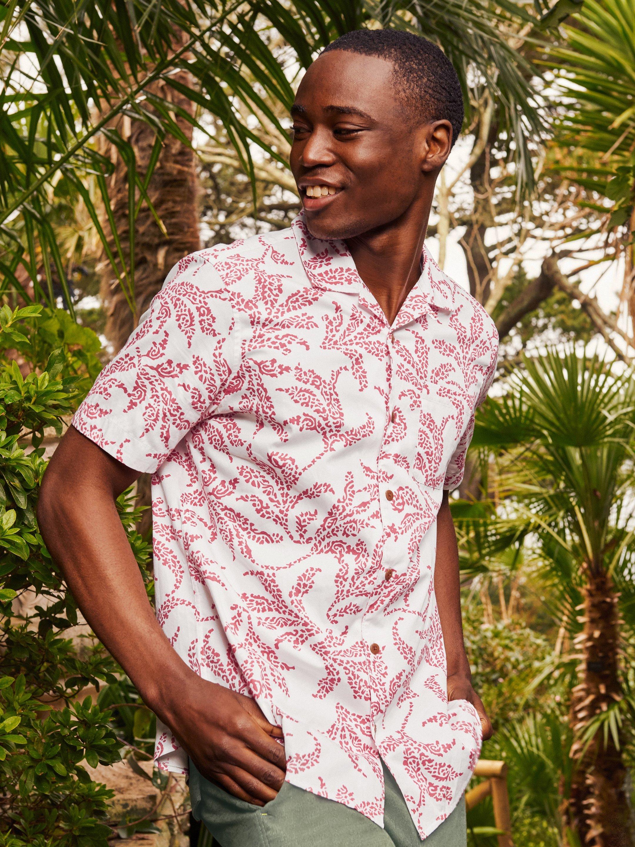 Paisley Leaf Printed Shirt in WHITE MLT - MIXED