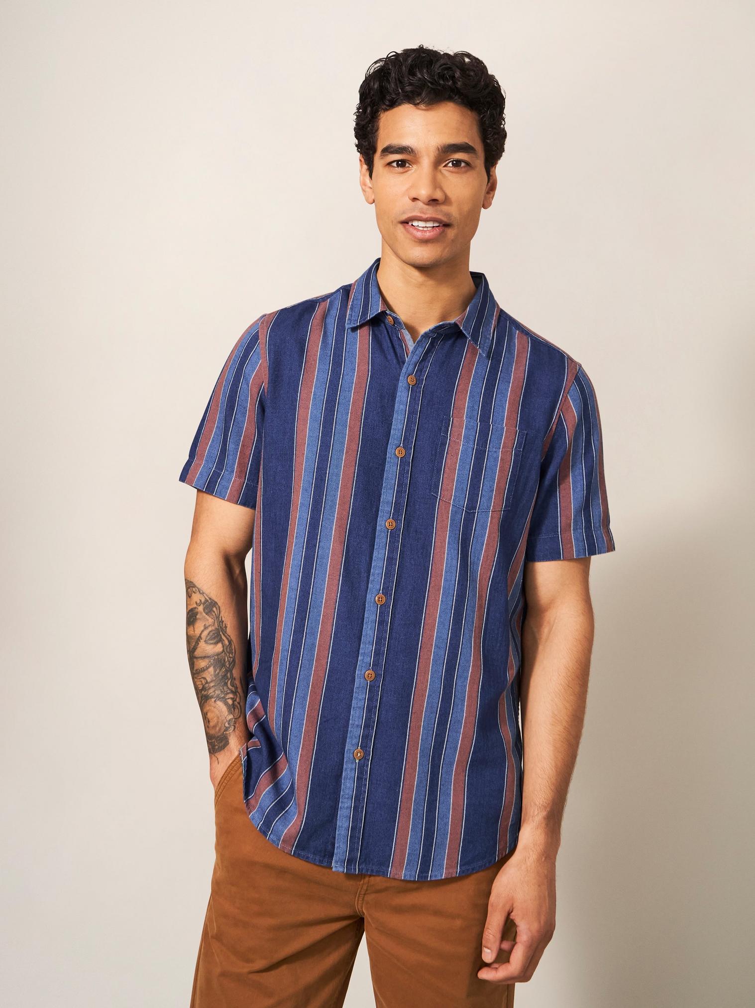 Indigo Striped Shirt in INDIGO BLE - LIFESTYLE