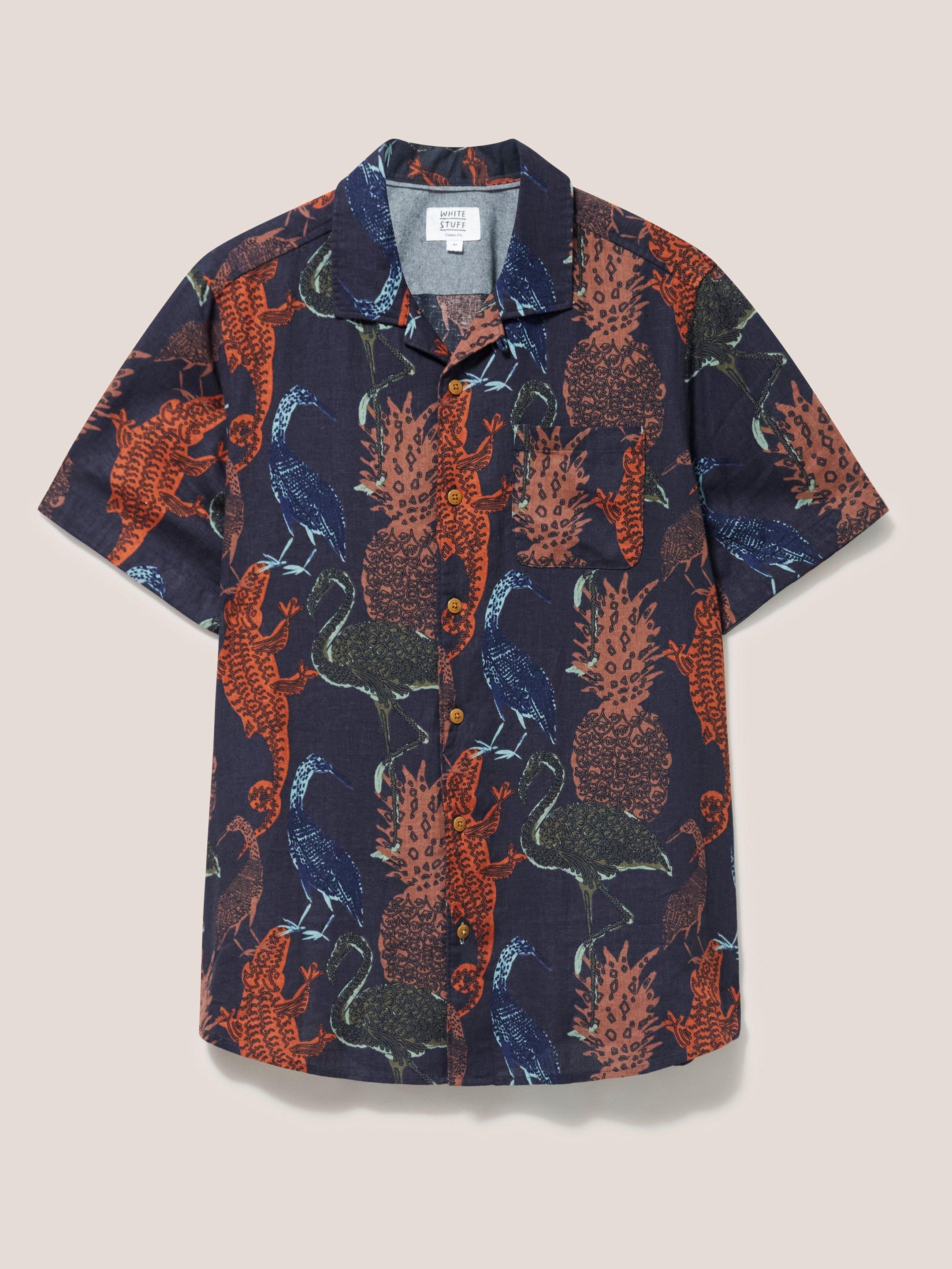Safari Printed Shirt in DARK NAVY - FLAT FRONT