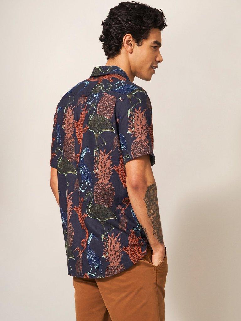 Safari Printed Shirt in DARK NAVY - MODEL BACK