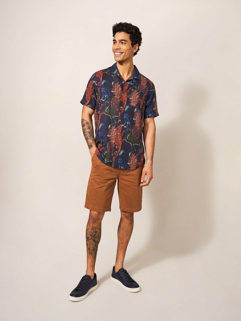 Safari Printed Shirt in DARK NAVY - MODEL FRONT