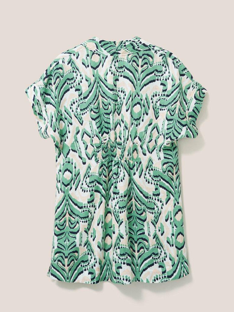 Marianne Linen Tunic Top in GREEN MLT - FLAT BACK