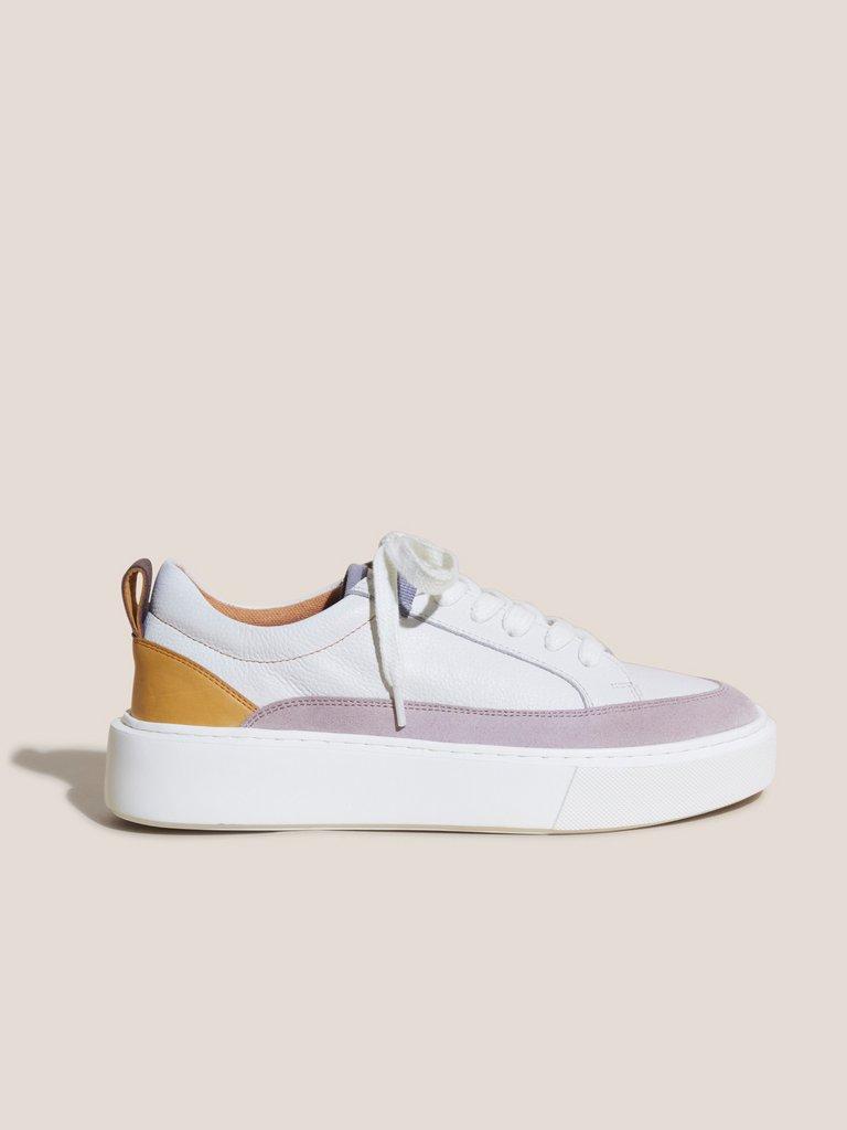 XL Extralight Leather Trainer in WHITE MLT - MODEL FRONT