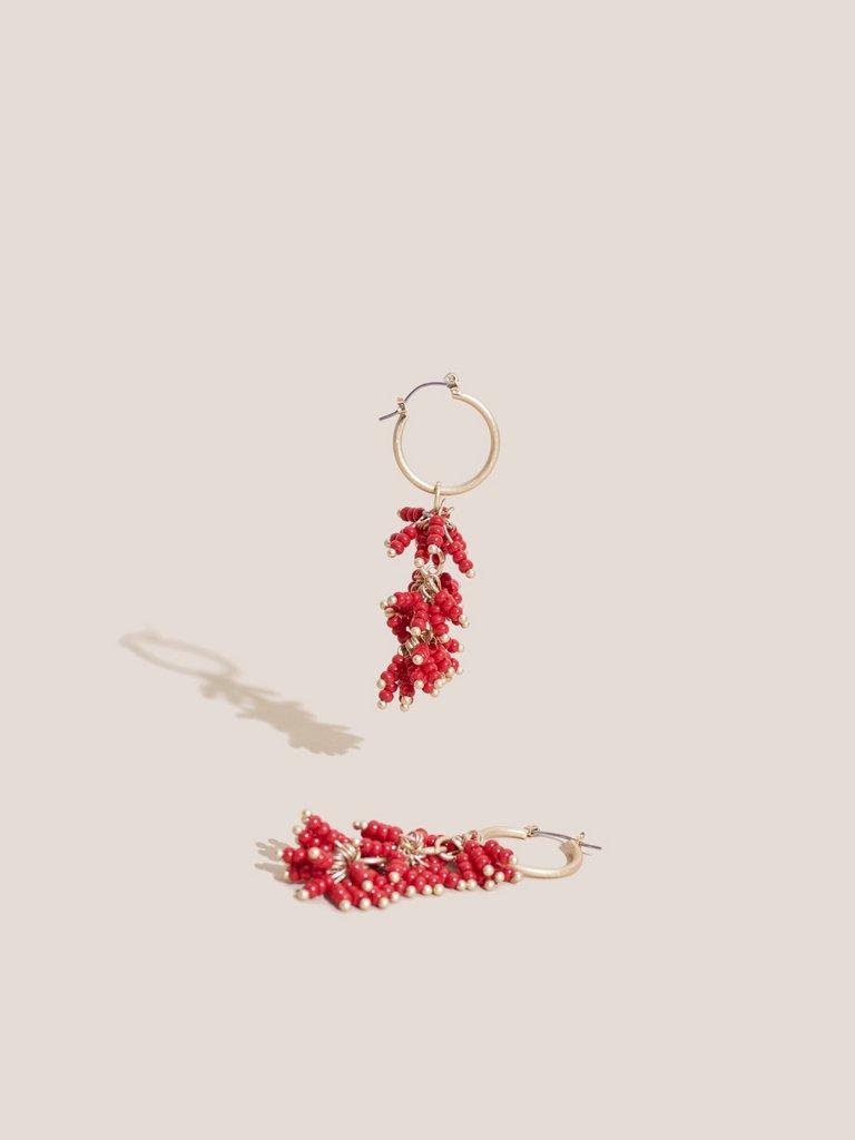 LAYER BEAD DROP EARRINGS in DEEP RED - FLAT FRONT