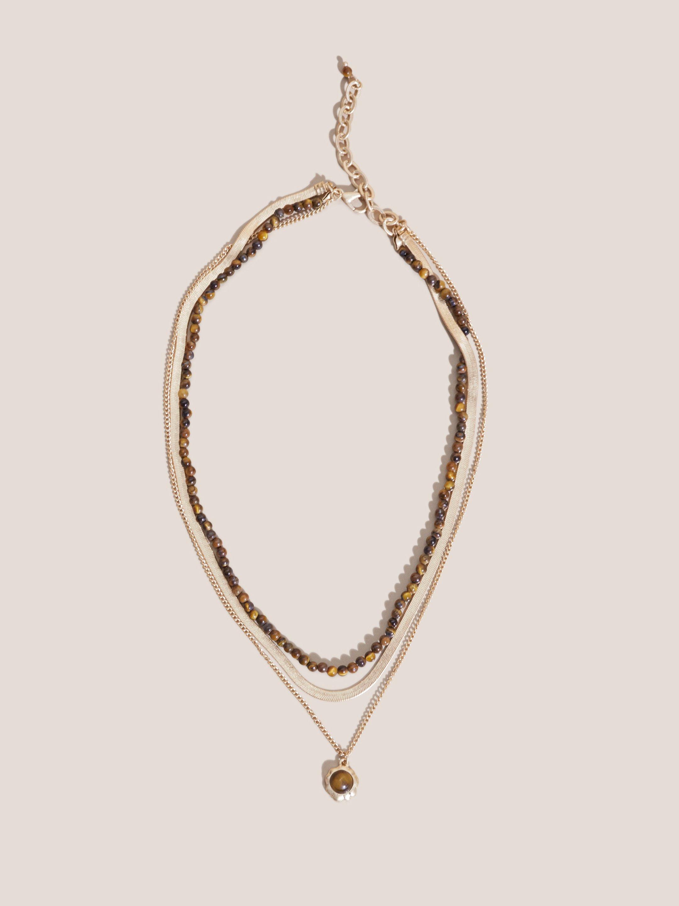 MULTI LAYER PENDANT NECKLACE in GLD TN MET - FLAT FRONT
