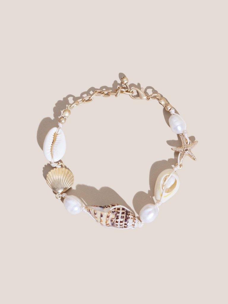 SHELL CHARM BRACELET in GLD TN MET - MODEL FRONT