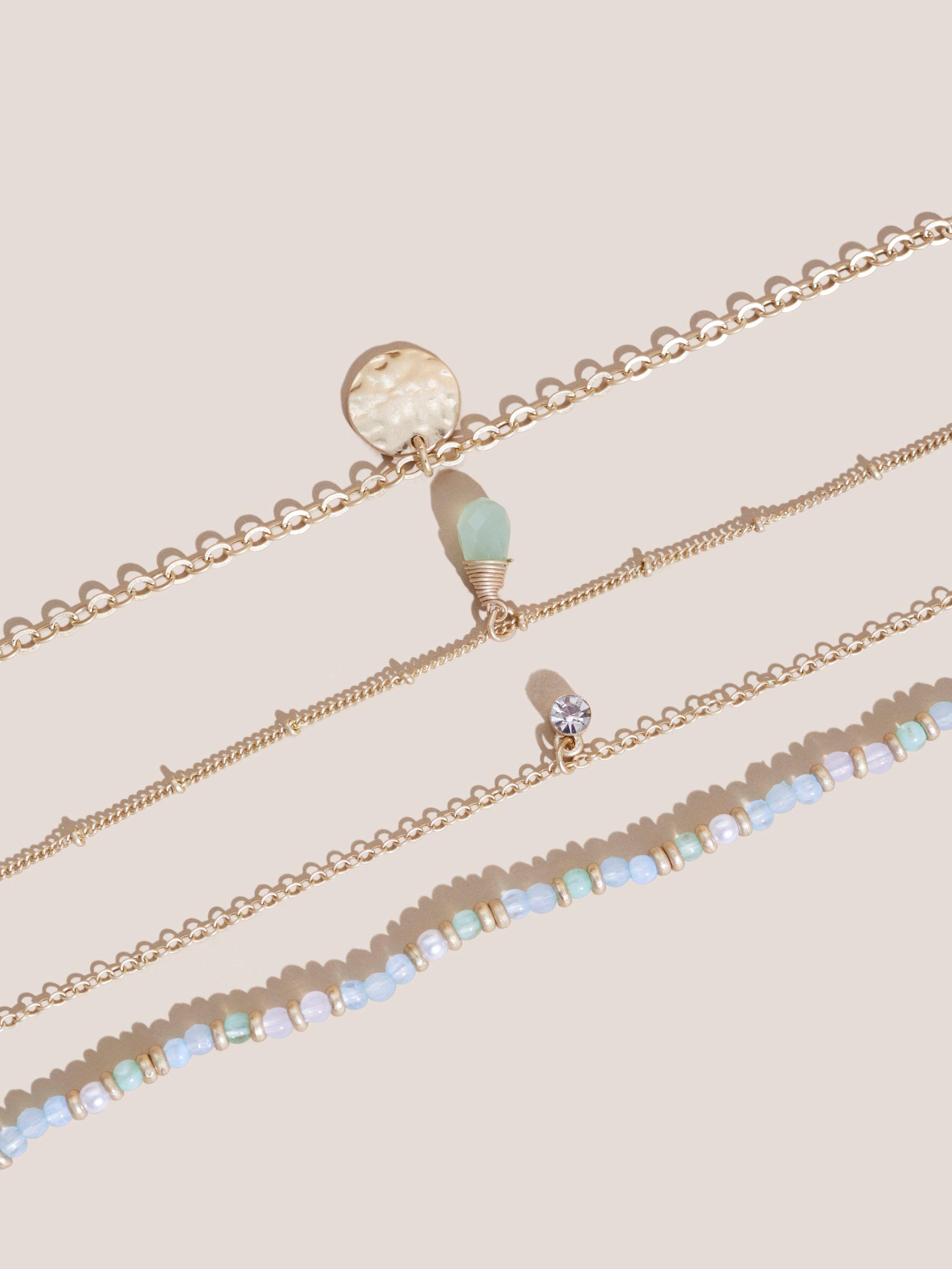 MULTI LAYER NECKLACE in LGT BLUE - FLAT FRONT