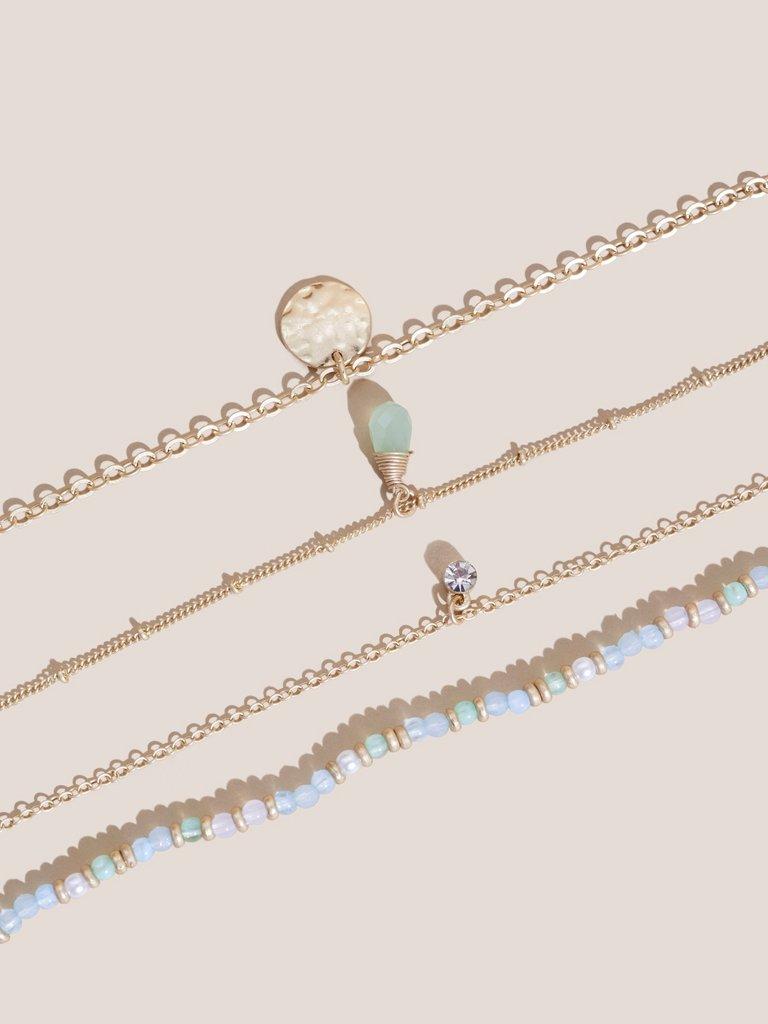 MULTI LAYER NECKLACE in LGT BLUE - FLAT FRONT