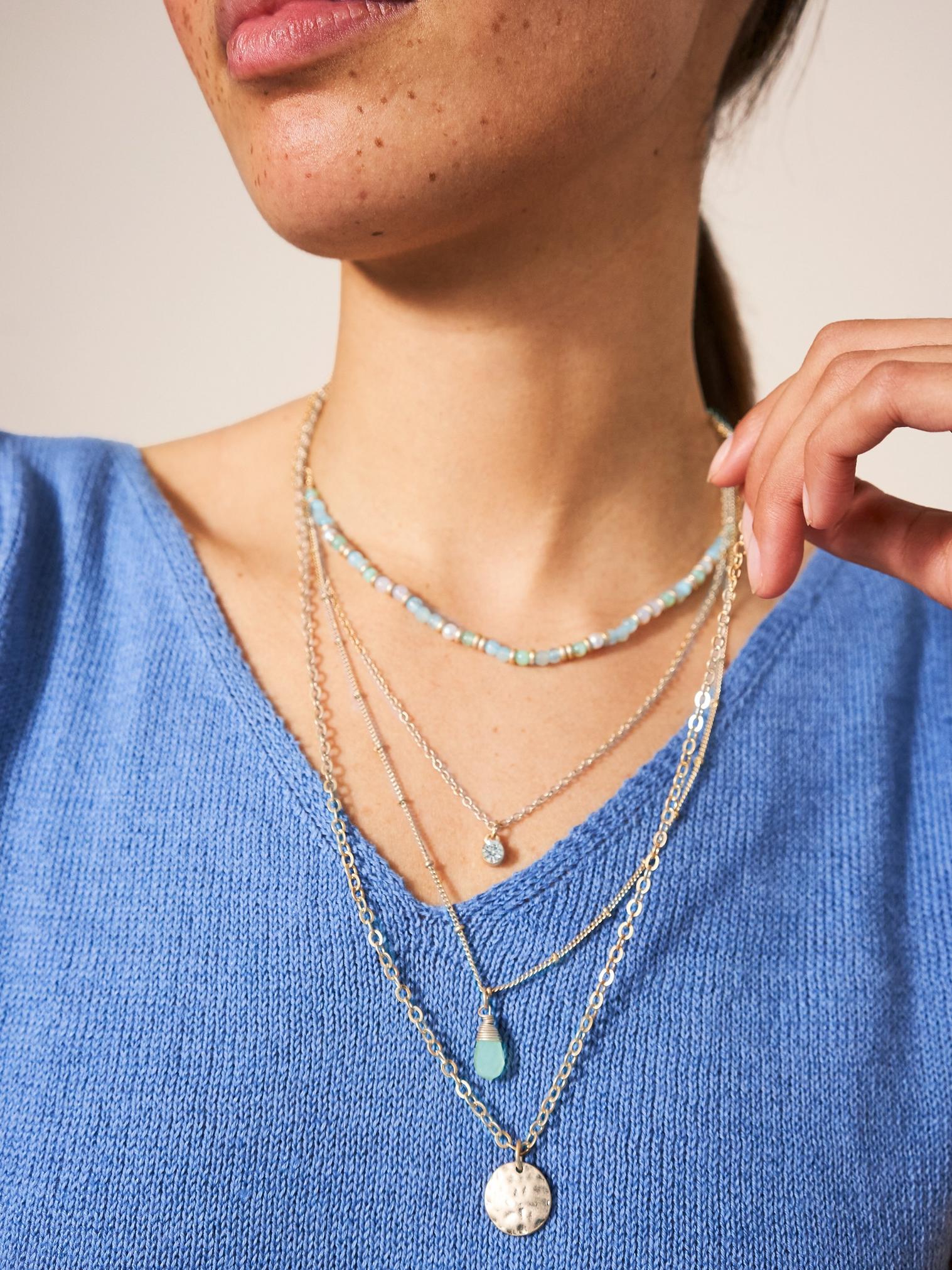 MULTI LAYER NECKLACE in LGT BLUE - LIFESTYLE