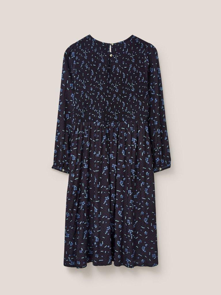 Aneth Eco Vero Shirred Dress in BLK PR - FLAT BACK
