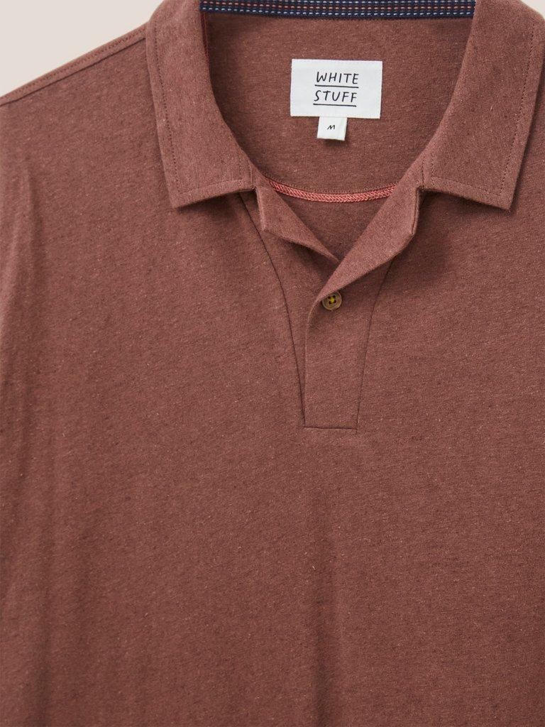 Linen Blend Polo in LGT PLUM - FLAT DETAIL