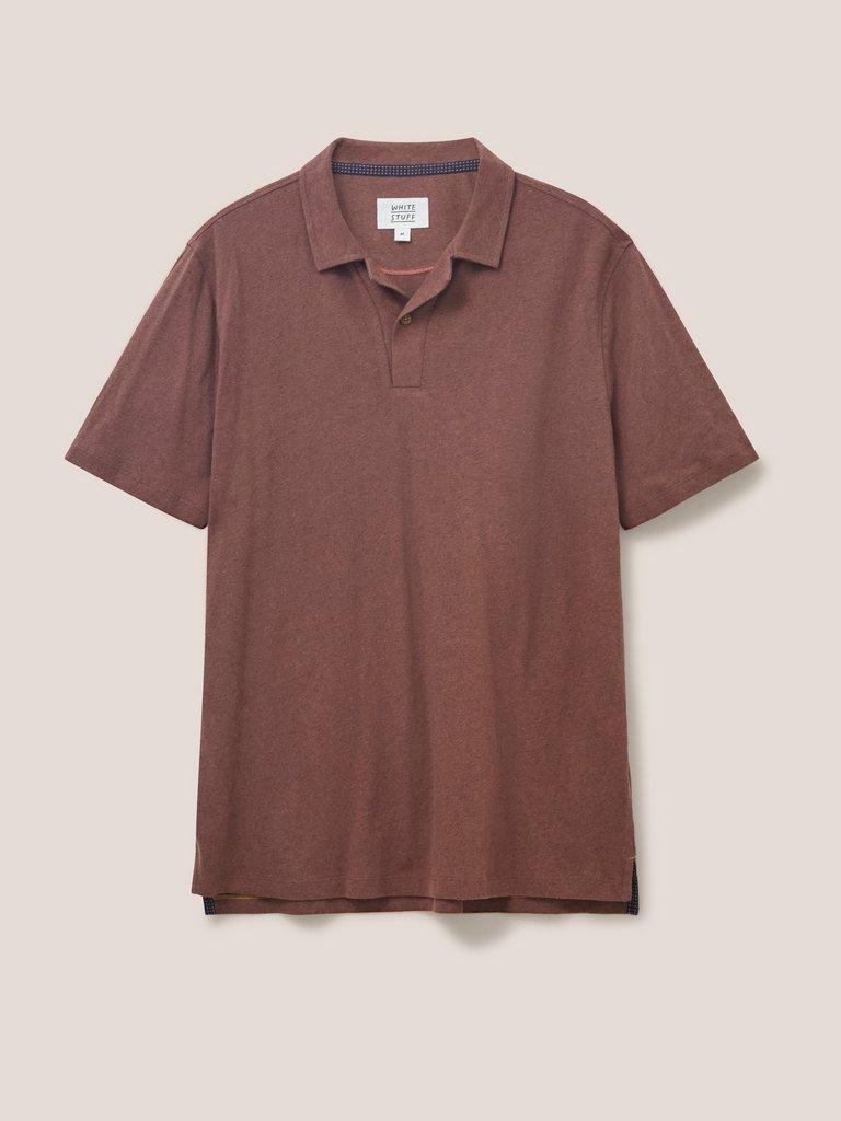 Linen Blend Polo in LGT PLUM - FLAT FRONT