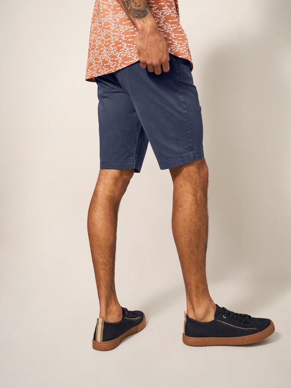 Sutton Slim Fit Chino Short in DARK NAVY - MODEL BACK