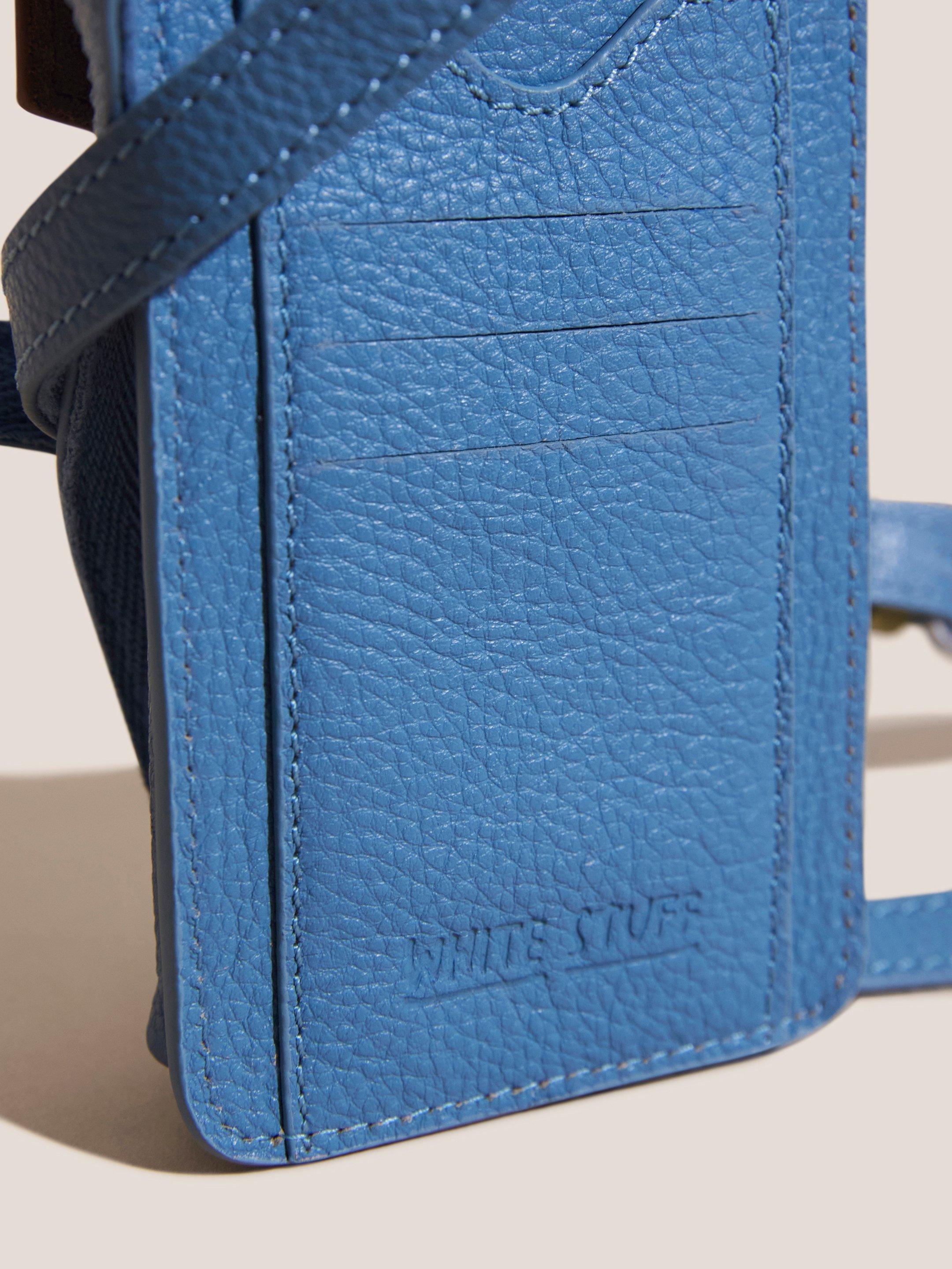 COLOURBLOCK LEATHER PHONE BAG in BLUE MLT - FLAT DETAIL