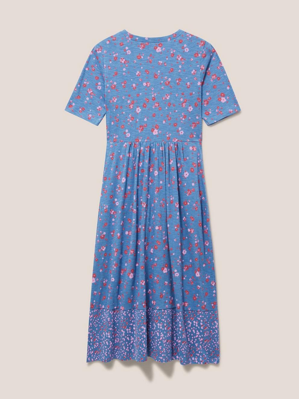 Pearl Midi Jersey Dress in BLUE MLT - FLAT BACK