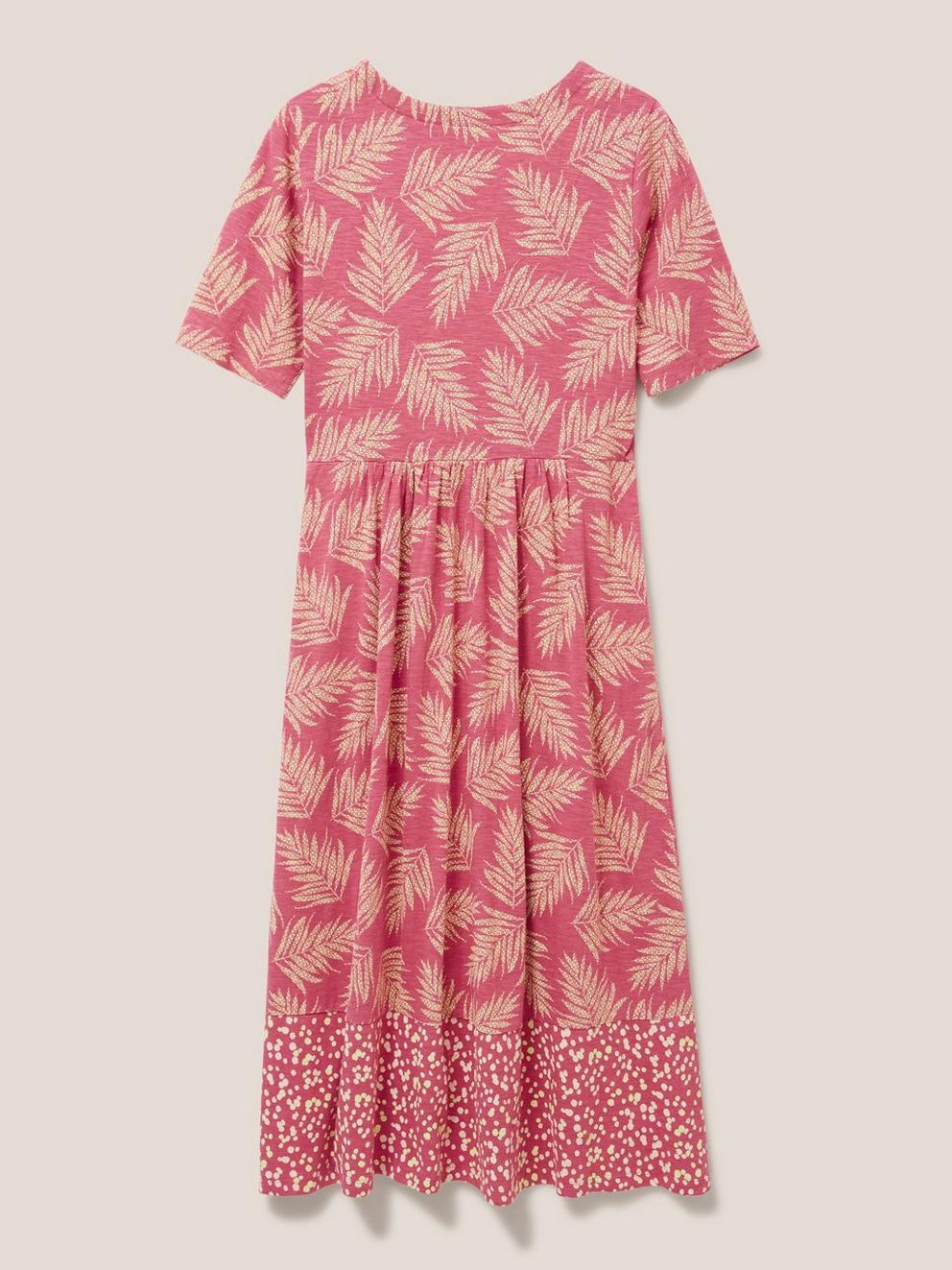 Pearl Midi Jersey Dress in PINK MLT - FLAT BACK