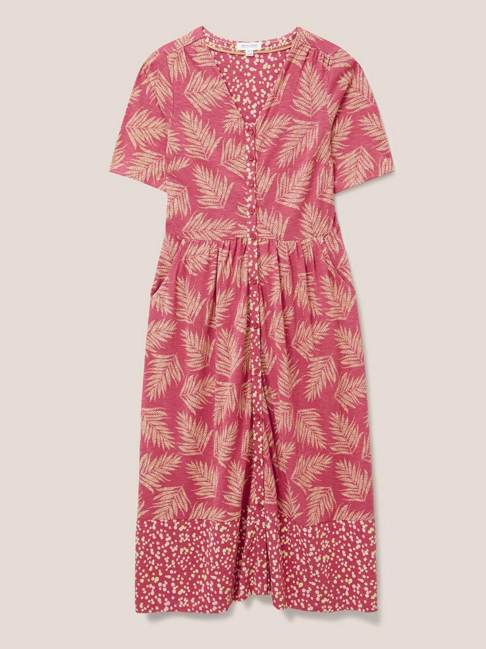 Pearl Midi Jersey Dress in PINK MLT - FLAT FRONT