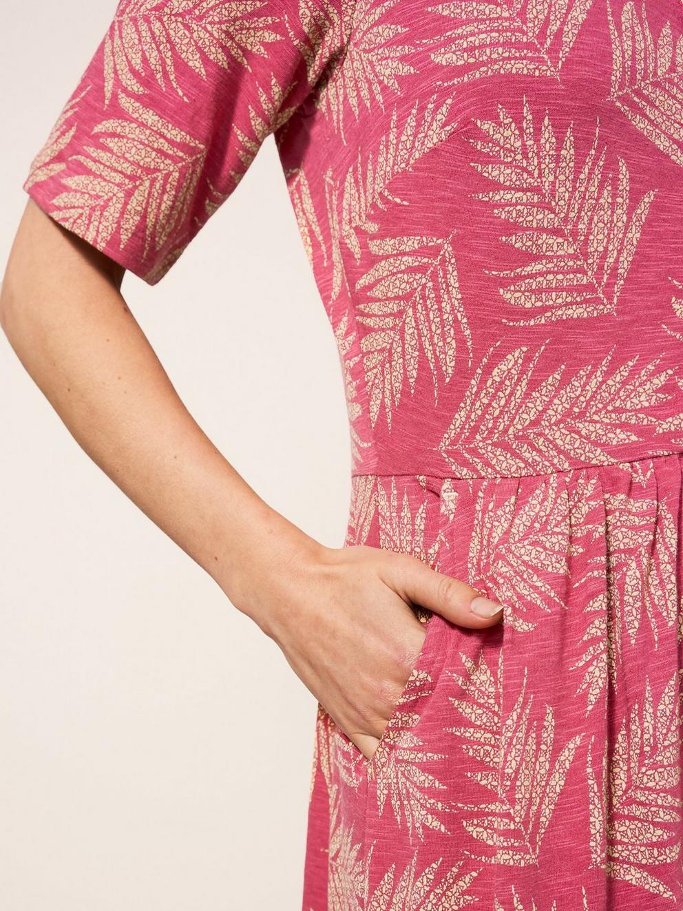 Pearl Midi Jersey Dress in PINK MLT - MODEL DETAIL