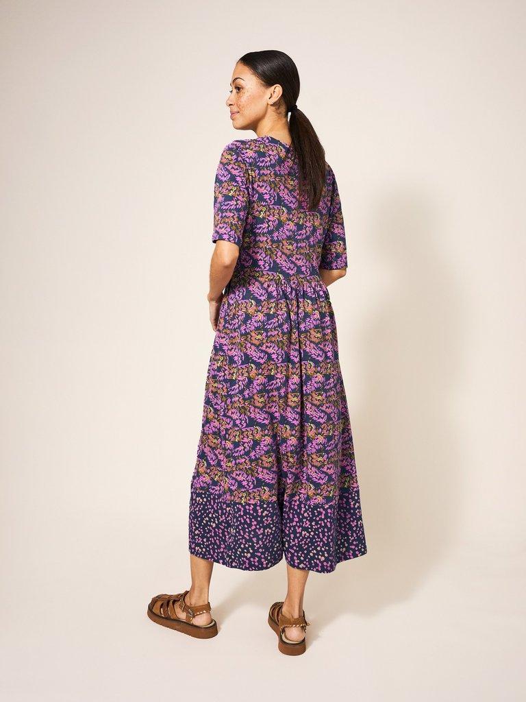 Pearl Midi Jersey Dress in PURPLE MLT - MODEL BACK