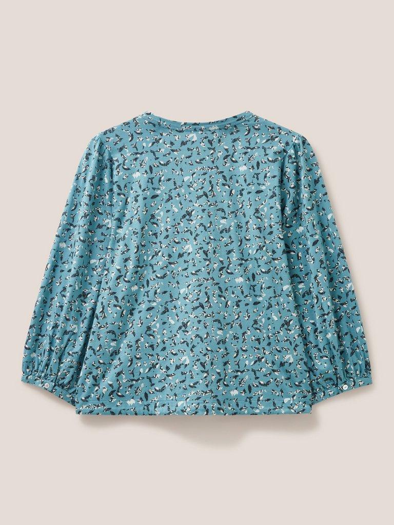 BENNIE TIE HEM SHIRT in TEAL PR - FLAT BACK