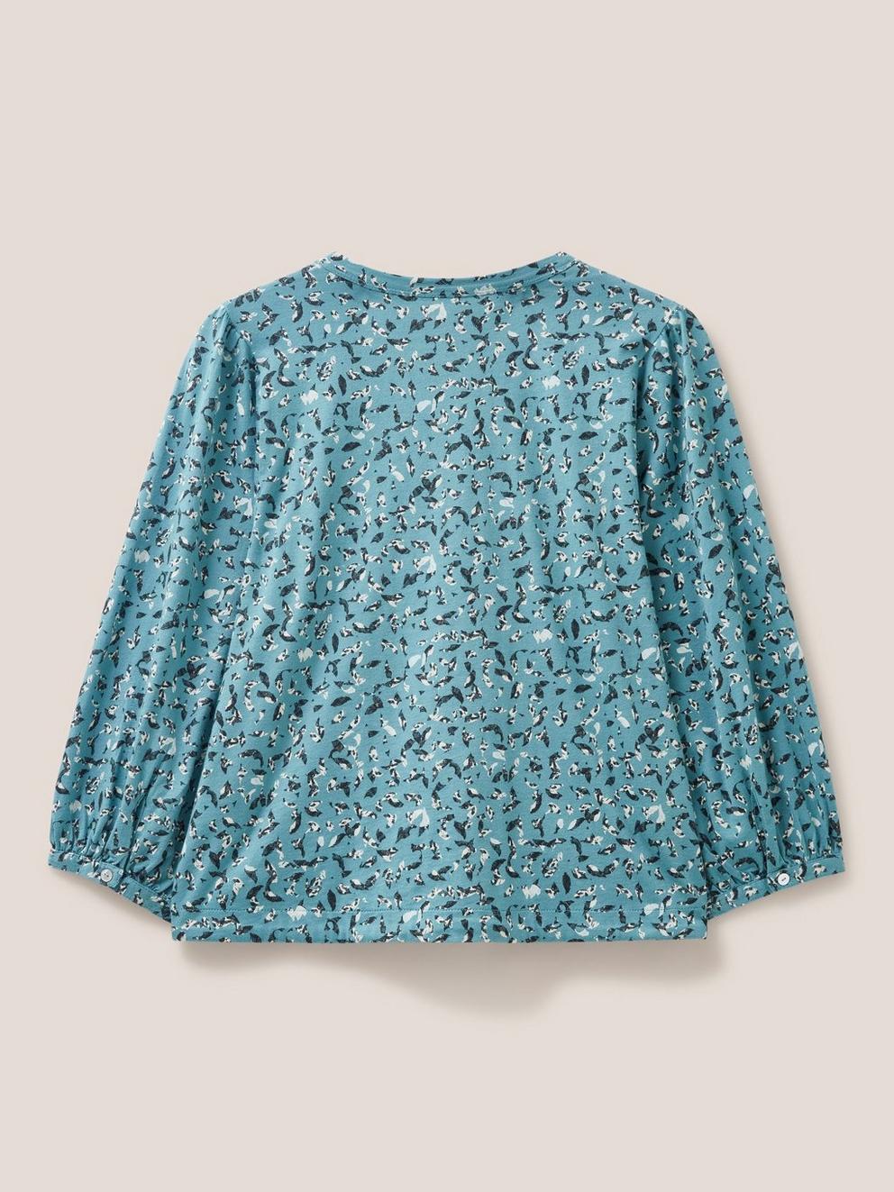 BENNIE TIE HEM SHIRT in TEAL PR - FLAT BACK