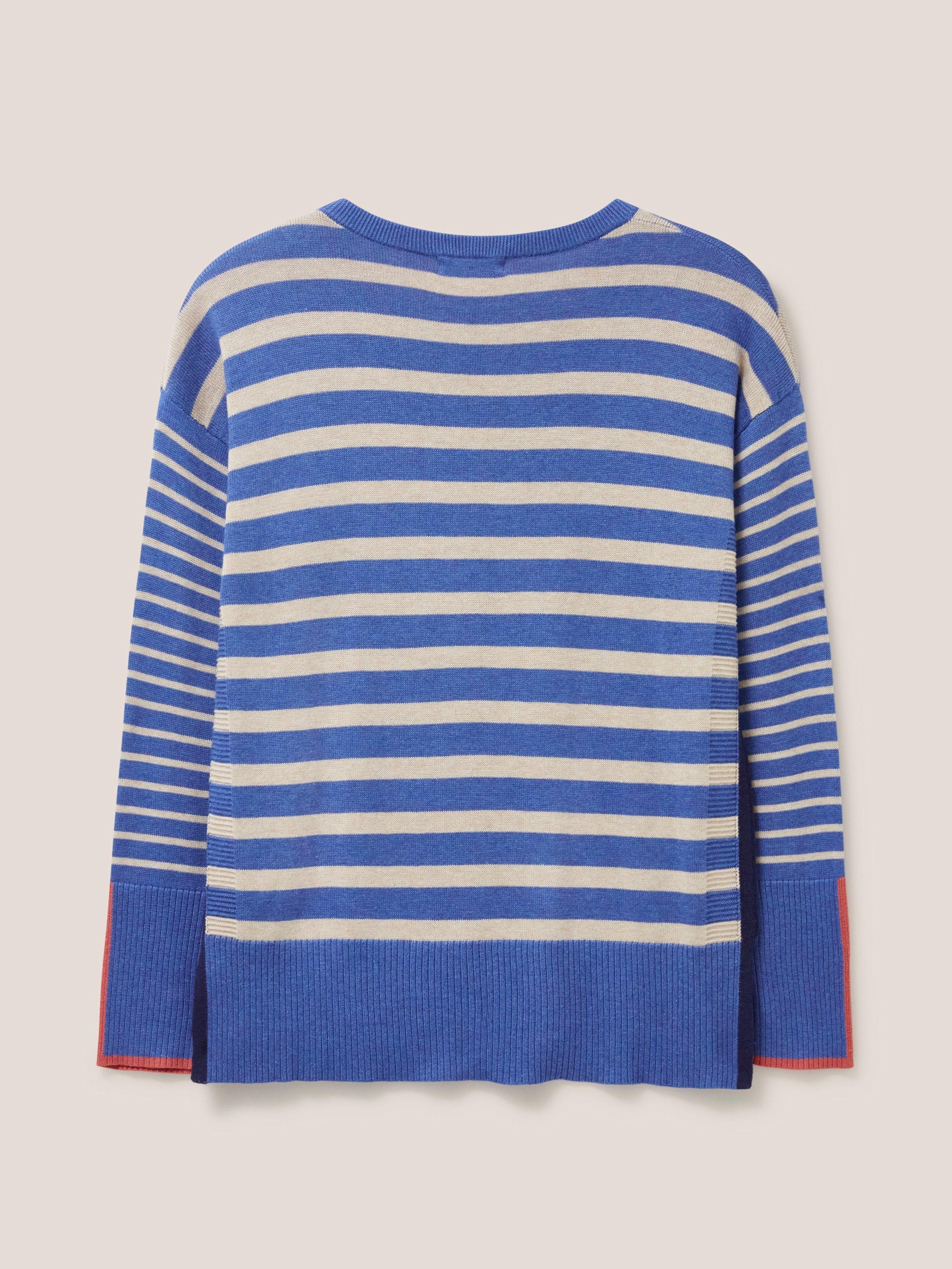 OLIVE STRIPE JUMPER  in BLUE MLT - FLAT BACK