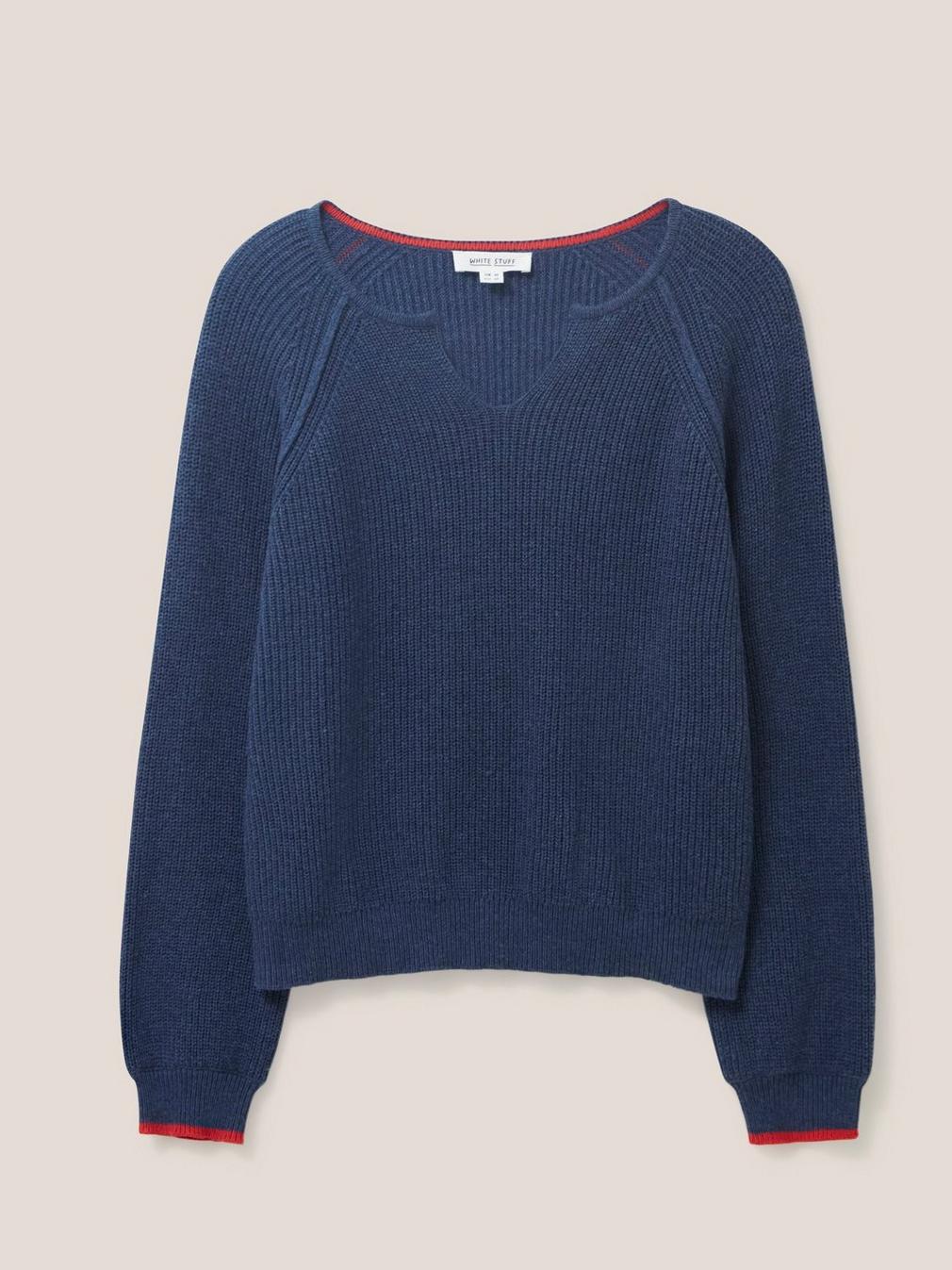 JENNIE RIB JUMPER in DARK NAVY - FLAT FRONT