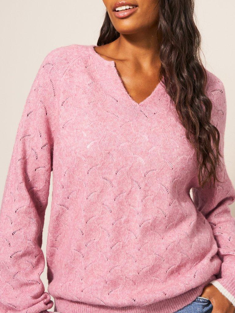 JENNIE POINTELLE JUMPER in MID PINK - MODEL DETAIL