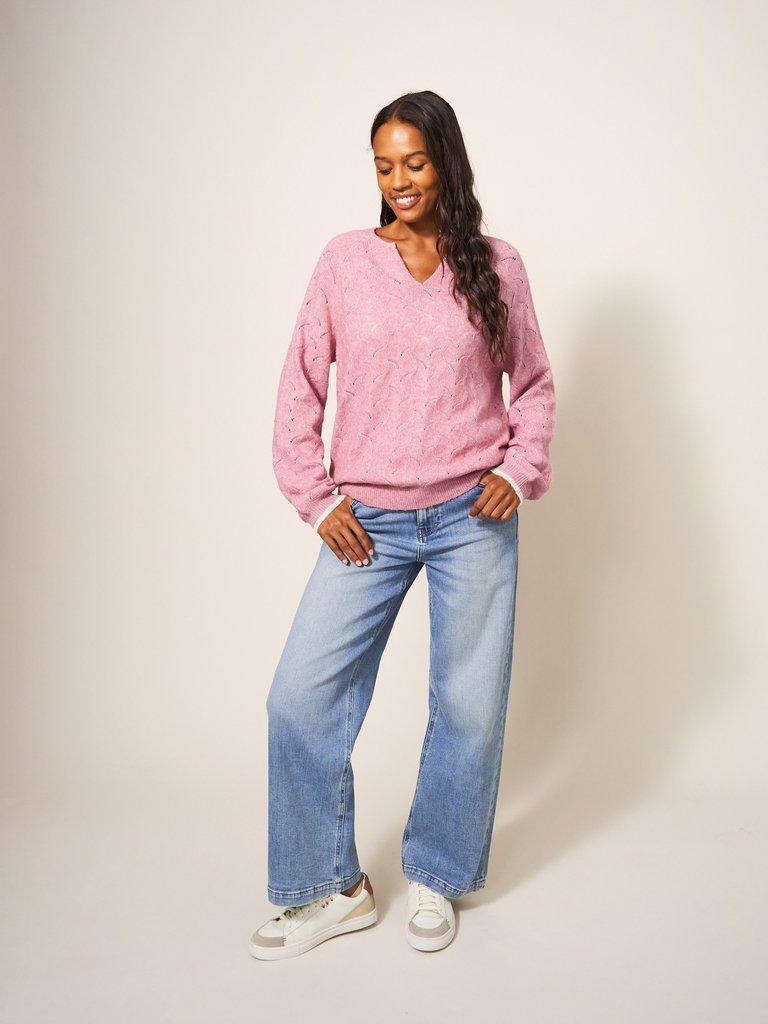 JENNIE POINTELLE JUMPER in MID PINK - MODEL FRONT