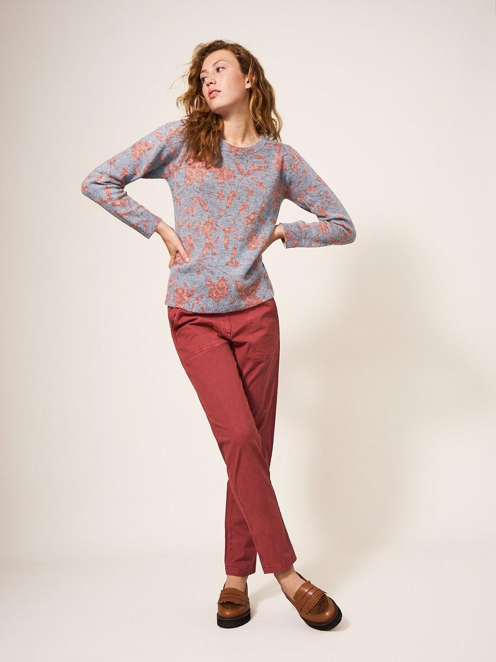 JULIE JUMPER in RED MLT - MODEL FRONT