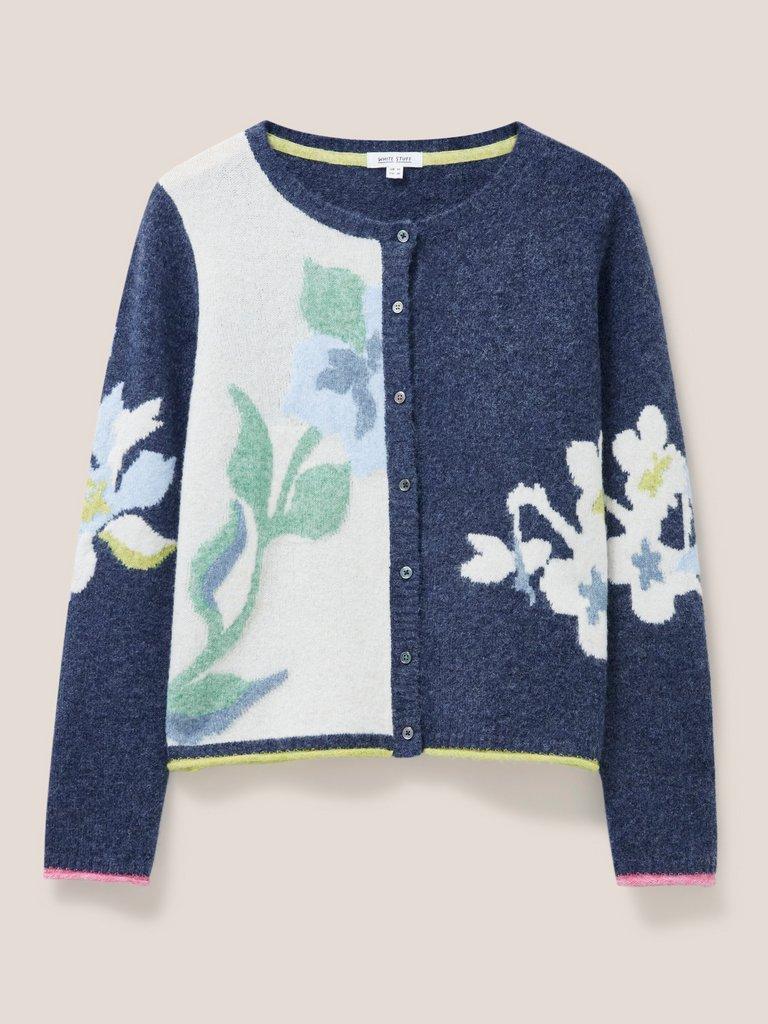 FLORAL CARDI in NAVY MULTI - FLAT FRONT