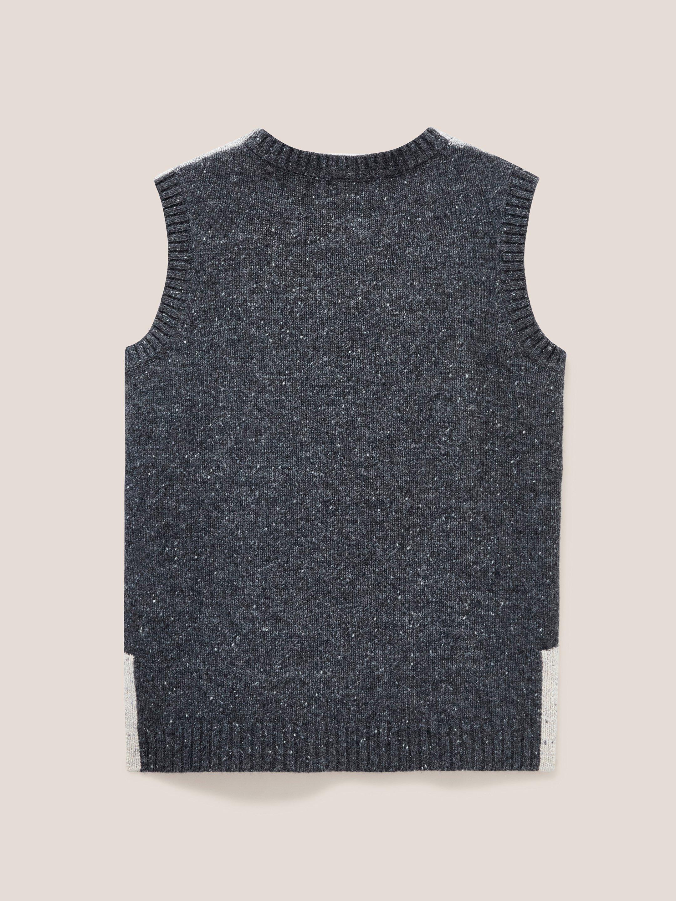 Colour Block Cable Tank in GREY MLT - FLAT BACK