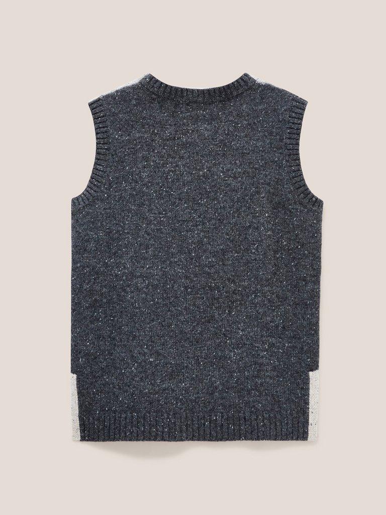 Colour Block Cable Tank in GREY MLT - FLAT BACK