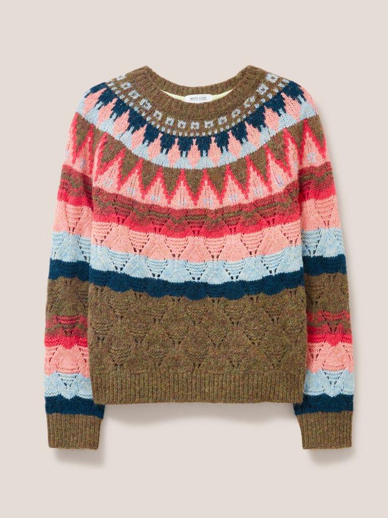 YOKE PATTERN JUMPER in PINK MLT - FLAT FRONT