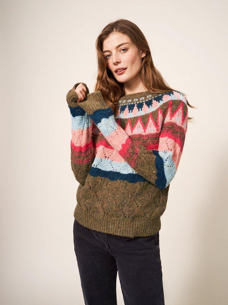 YOKE PATTERN JUMPER in PINK MULTI | White Stuff