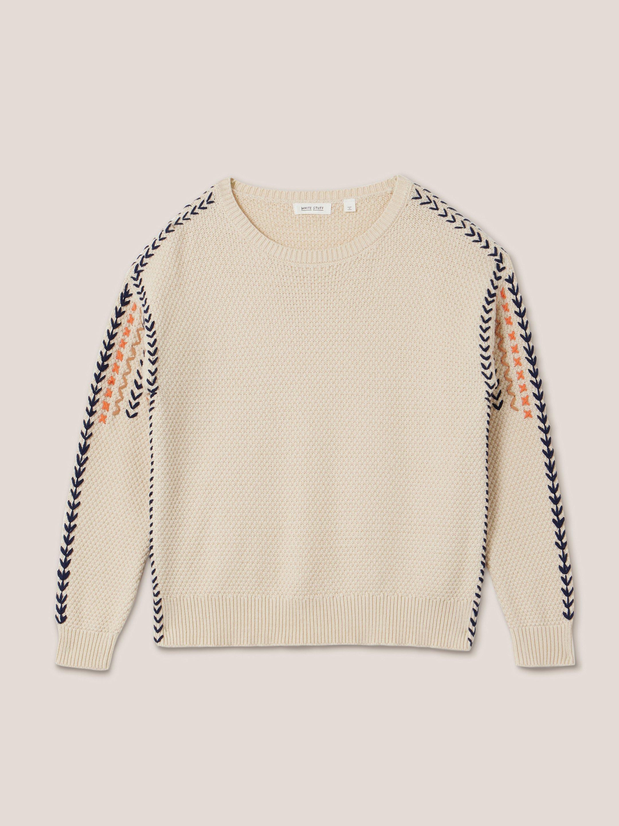 EMBROIDERED JUMPER in NAT MLT - FLAT FRONT