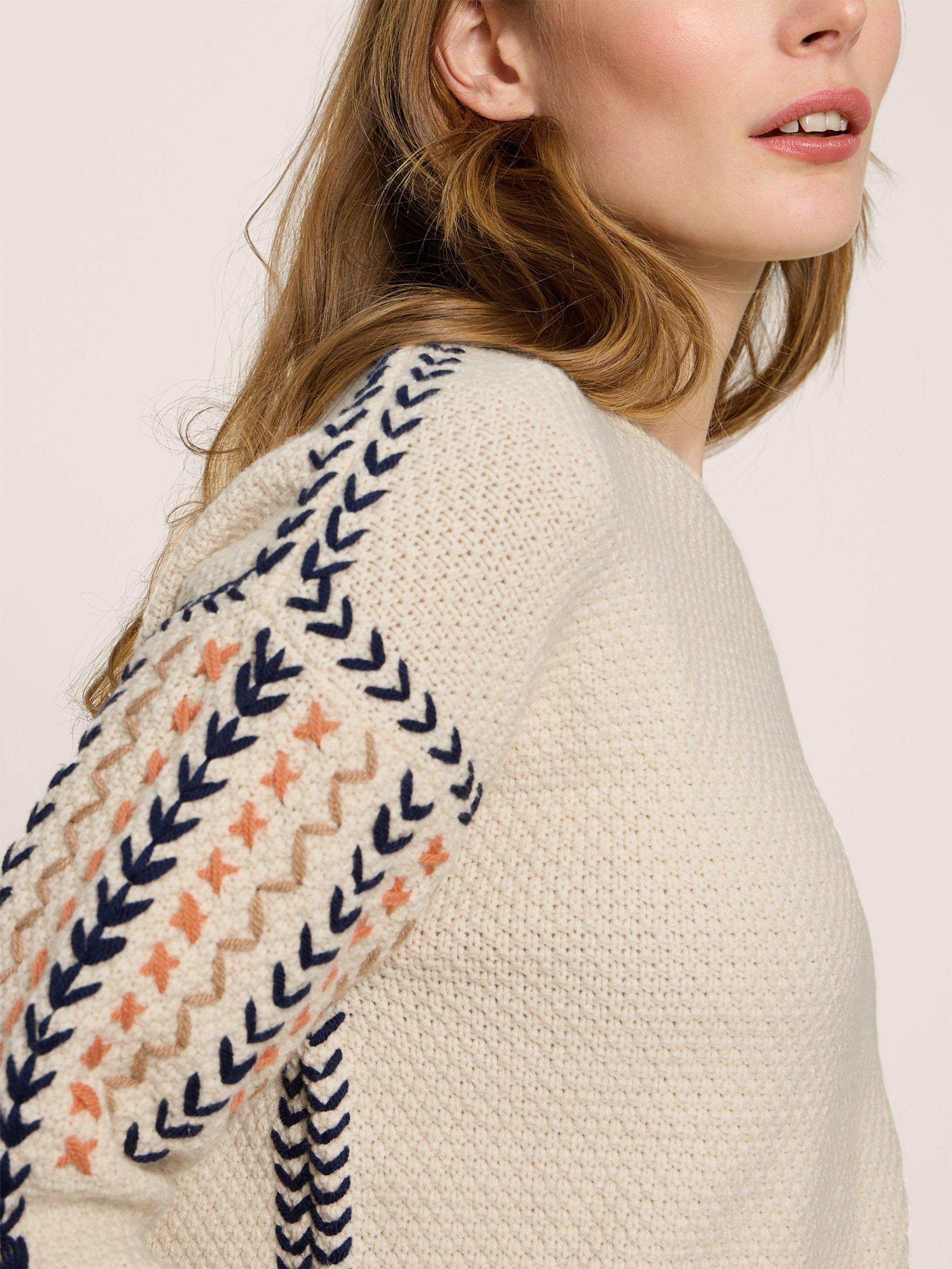 EMBROIDERED JUMPER in NAT MLT - MODEL DETAIL