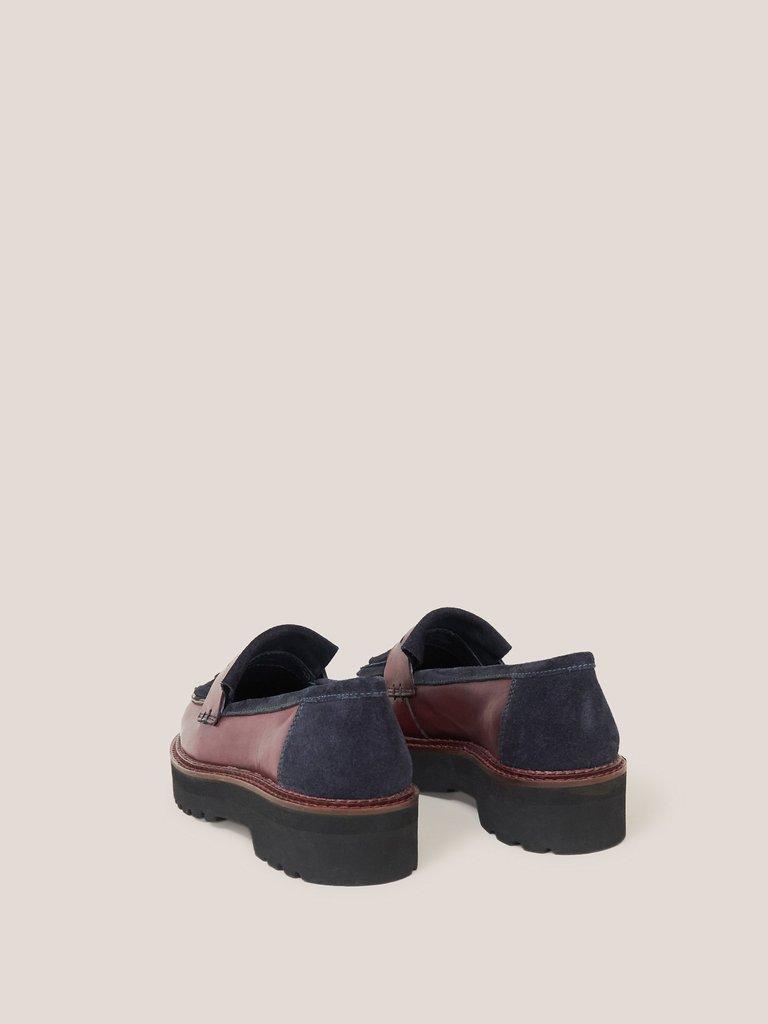 Elva Chunky Leather Mix Loafer in NAVY MULTI - FLAT BACK