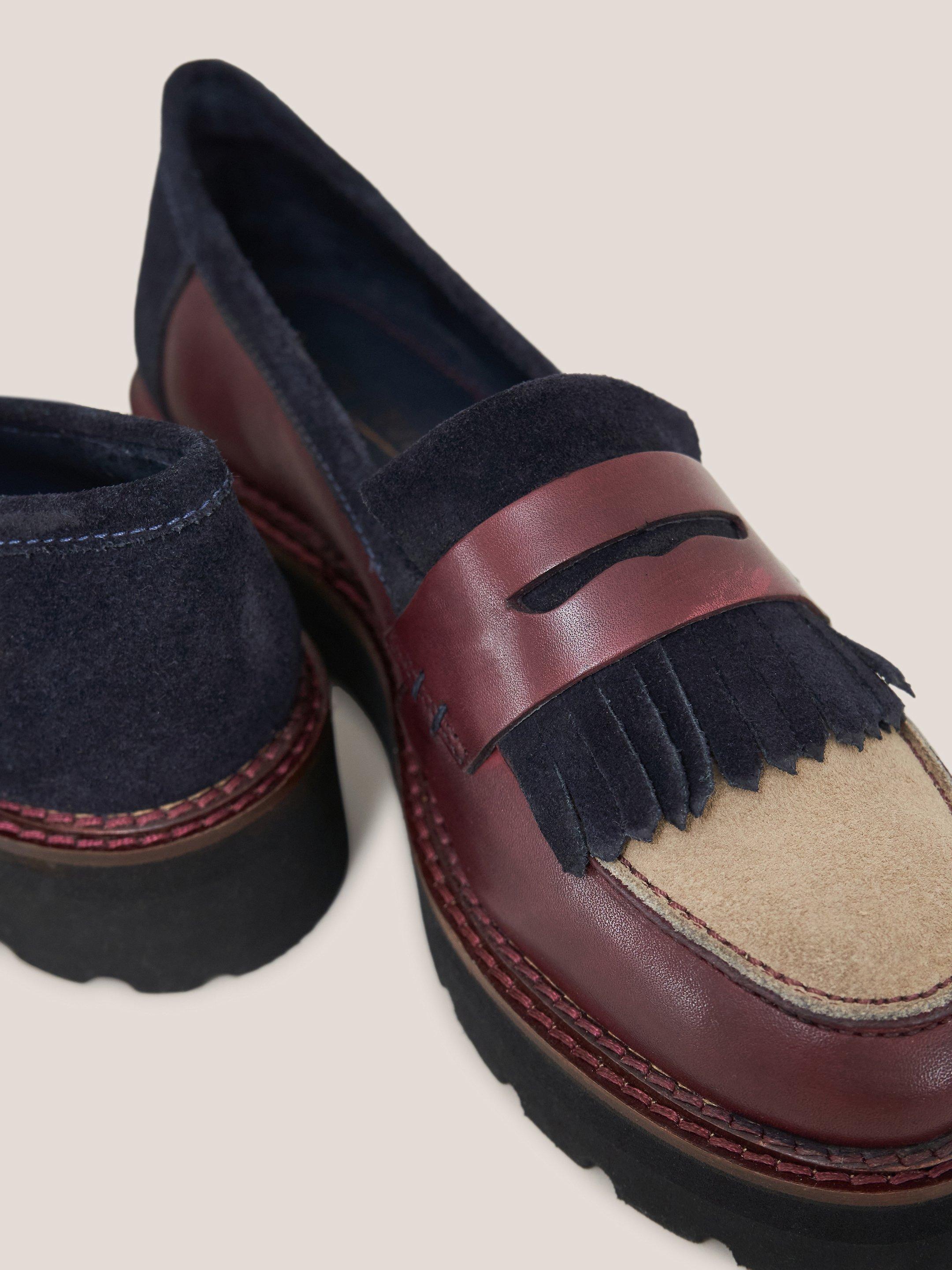 Elva Chunky Leather Mix Loafer in NAVY MULTI - FLAT DETAIL