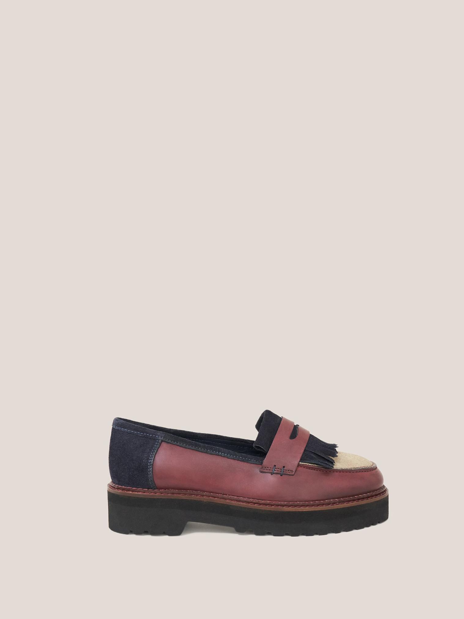 Elva Chunky Leather Mix Loafer in NAVY MULTI - MODEL FRONT