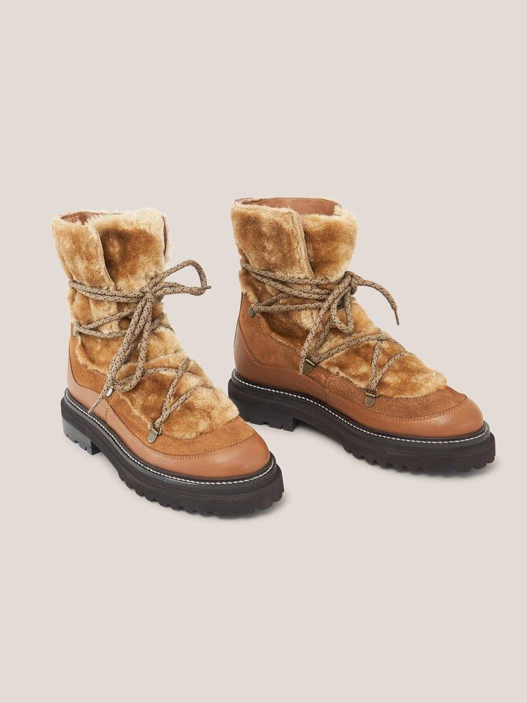 Hailey Lace Up Hiker Boot in MID TAN - FLAT FRONT
